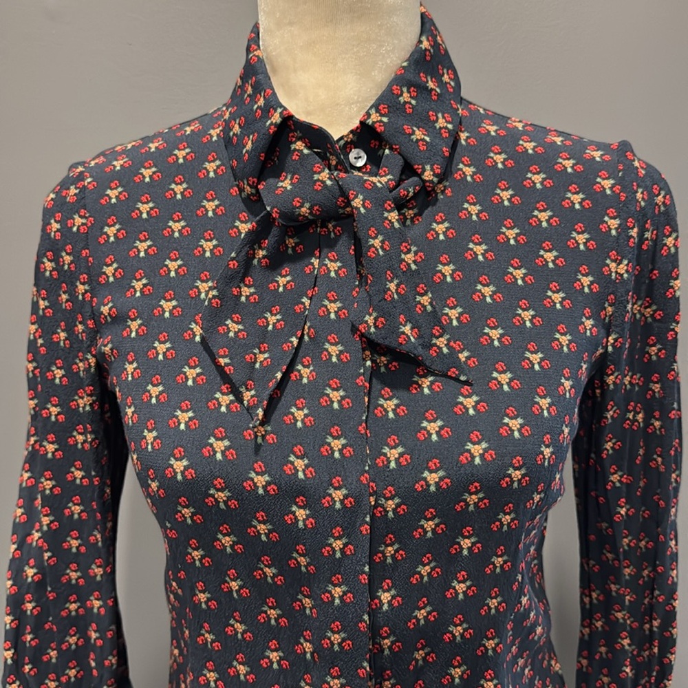 Brooks Brothers Floral Ditsy Print Button Up Blouse Top Size 4